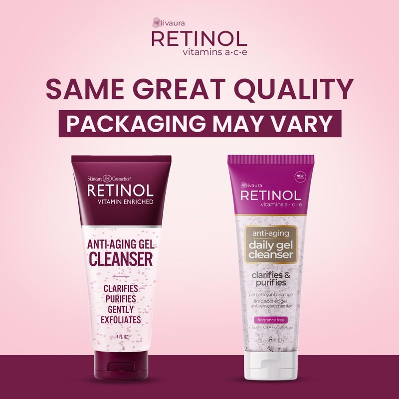 RETINOL LIVAURA Retinol Anti-Aging Gel Cleanser â€“ Gently Cleans Impurities From Pores & Exfoliates for Soft, Smooth Skin â€“ Antioxidant-Rich Micro-Beads w/ Vitamin A & E Maximize Renewing Benefits Of Retinol - Image 2